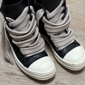 Rick Owens Black and White High-Top Sneakers